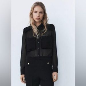 Zara Blouse with shoulder pads and tweed